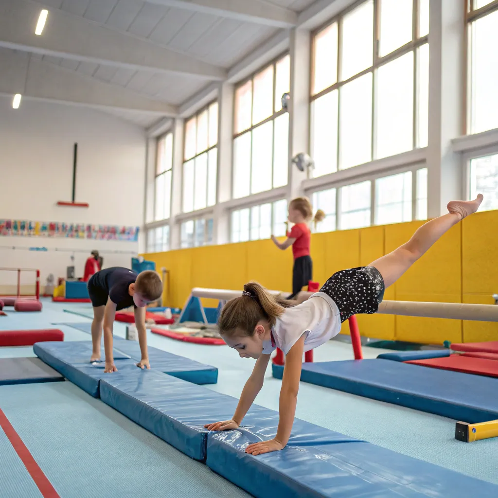 Young Children Practicing Gymnastics